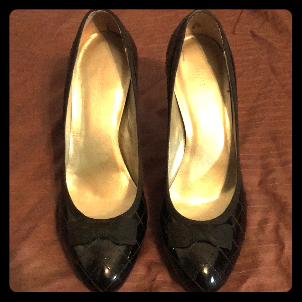 Black patent leather heels